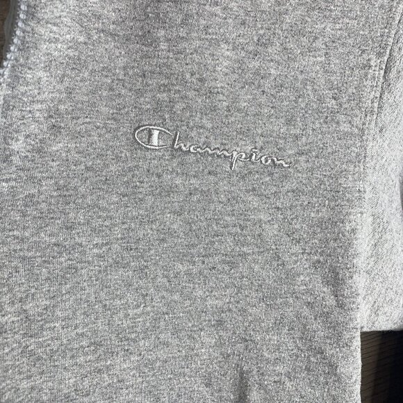 Champion Gray Half-Zip Hoodie With Kangaroo Pocket & Logo Embroidery - Picture 3 of 11